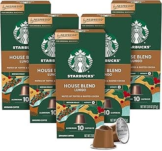 Starbucks by Nespresso Original Line, House Blend, Medium Roast Coffee, 50-count Espresso Pods