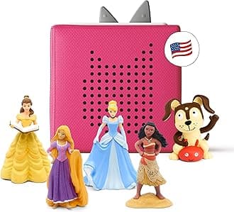 Toniebox Audio Player Starter Set Cinderella Bell Moana Tangled Play Puppy - Listen to Learn and Play with 1 Small Box - Pink