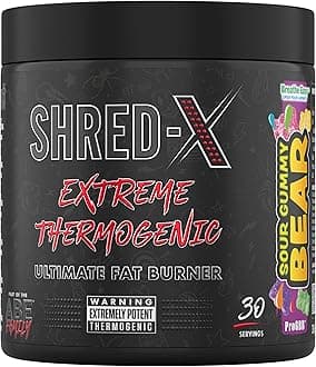 Shred X Fat Burner - ABE All Blak Everything Fat Burner, Thermo Weight Management (300g - 30 Servings) (Sour Gummy Bear)…