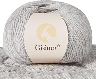 100% Inner Mongolian Cashmere Yarn, 6-Ply Luxurious and Soft Yarn for Hand Knitting & Crocheting (Light Gray, 1 Ball)