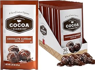 Cocoa Classics Chocolate Supreme Cocoa Mix, Hot Chocolate, Made with Nonfat Milk, Just Add Hot Water, Make Hot or Iced Cocoa, Gluten Free & Kosher Dairy Friendly, 1.25oz Packets (Pack of 36)