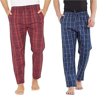 - Men's Super Combed Cotton Checkered Checkmate Pyjamas [Pack of 2] Elasticated Waist, Drawstring | Loungewear for Men in Red, Pink Checks