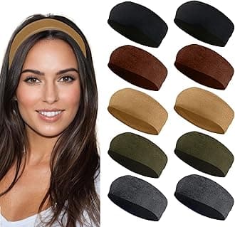 Styla Hair Headbands for Women Stretch Fashion Headbands 10 Pack Non-Slip Head Wraps Great for Spa, Sports, Yoga, Pilates, Running, Gym Headband, Workouts (Earth Tones)