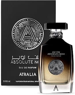Atralia Absolute Noir Eau De Parfum for Men 100Ml 3.4Oz - Luxurious and Long Lasting Fragrances with Top Notes of Bergamot, Lemon, Grapefruit, Pink Pepper