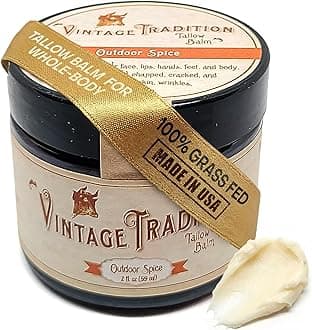 Vintage Tradition Beef Tallow All Purpose Balm – Healing, Hydrating Spice Oils Skin Care Salve Replaces Body Lotion, Hand Cream, More – Essential Oil, Olive Oil, and Grass-Fed Tallow, 2 fl. oz.