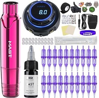 P10 Professional Tattoo Gun Kit Rotary Pen with Digital Power Supply 20Pcs Pro Needle Cartridges Complete Set for Detailed Work