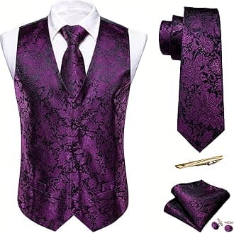 Barry.Wang Flower Ties for Men Handkerchief Cufflinks Set Wedding Necktie Set