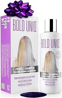 Bold Uniq Purple Shampoo for Blonde Hair - Toning Shampoo for Blonde, Platinum, Bleached, Grey, Ash, and Silver Hair - Eliminates Brassy, Yellow Tones - Vegan, Paraben & Sulphate Free - 237 ml/8 Fl Oz