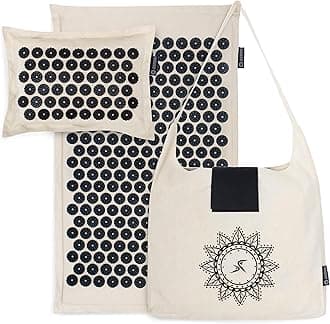 ProsourceFit Ki Acupressure Mat and Pillow Set with 100% Natural Linen for Back/Neck Pain Relief and Muscle Relaxation