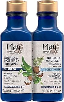 Nourish & Moisture + Coconut Milk Shampoo + Conditioner to Hydrate and Detangle Curly Hair, Lightweight Daily Moisturizing Shampoo, Vegan, Silicone & Paraben-Free, 13 Fl Oz