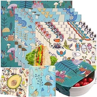 Reusable Beeswax Wrap - 9 Pack Beeswax Wraps for Food, Eco-Friendly Beeswax Food Wraps, Bread Sandwich Wrapper - Organic, Sustainable, Zero Waste, Reusable Plastic-Free Food Wrap, 1XL, 3M, 5S