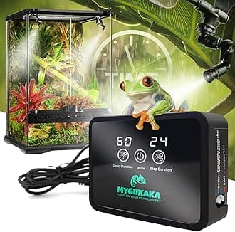 Reptile Smart Mister, Reptile Humidifiers Misting System Automatic with Timer, Terrariums Humidifier with 360°Adjustable Misting Nozzles, Spray Kit for Rainforest Plants Amphibian