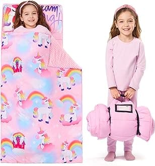 JOIEDOMI Toddler Sleeping Bag for Kids 55''x30'' Nap Mat with Removable Pillow and Minky Blanket for Toddler Ages 3-7 Roll Up Soft Kids Sleeping Bag for Boys Girls Kindergarten Daycare Sleepover