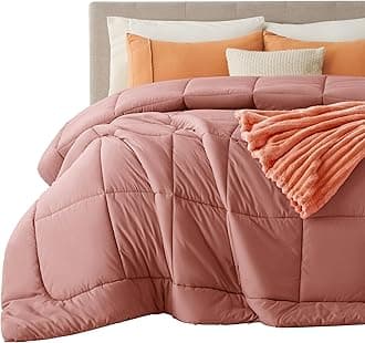 Bedsure Comforter Duvet Insert - Quilted Comforters Cal King Size, All Season Duvet, Down Alternative Bedding, with 8 Tabs, Gifts for Women/Men, Dusty Pink, California King 96 X 102 Inches