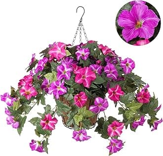 Artificial Hanging Morning Glory Flowers for Outdoor Patio Decor