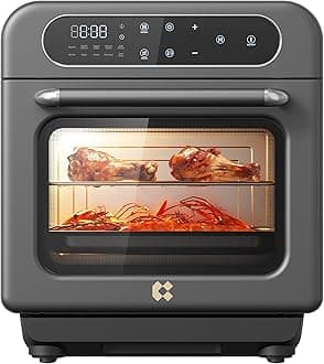 CIARRA Steam Oven Countertop with Air Fryer, 8 in 1 2L Mini Convection Oven with Steam, Rapid Steam, Air Fry, Vapor Bake, Steam Clean, Bake, Dried, Ferment, Grey