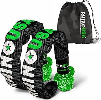 Synthetic Shackle Rope Tow Rope (2 Pack) - 1 cm x 55 cm Shackle Rope - 14.200 kg (MIN) Minimum Breaking Resistance - Offroad Recovery Strap for Trucks Agriculture Forestry - Green