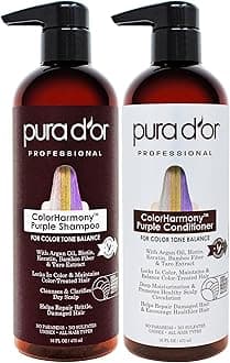Professional Grade Purple Biotin ColorHarmony Shampoo & Conditioner Set - Blonde, Silver & Colour Treated Hair - Keratin, Bamboo Fibre, Taro - Sulphate Free, Natural Ingredients - Men & W...