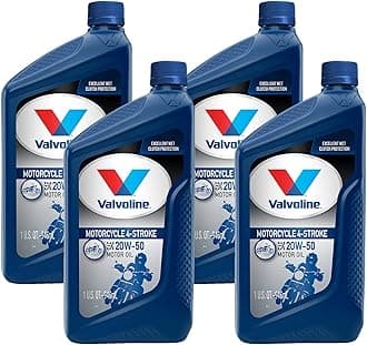 Valvoline 4-Stroke Motorcycle SAE 20W-50 Motor Oil 1 QT (Pack of 4)
