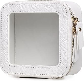 LOFOWN Small Clear Makeup Bag for Women Mini Cosmetic Bag Travel Toiletry Bag Purse Organizer with Zipper Car Essentials (White, Mini)