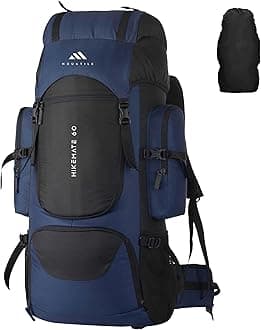 HIKEMATE 60L Travel Backpack with Water Proof Rain Cover, Shoe Compartment - Camping Hiking Rucksack Trekking Bag - MTL02