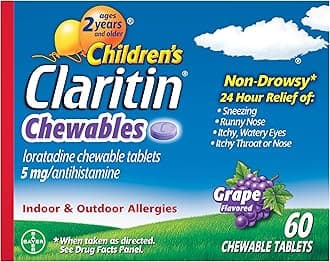 Children's Claritin Chewables 24 HR Children Allergy Medicine, Grape, 60 Count