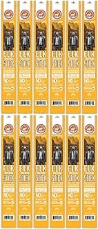 PEARSON RANCH Elk Sticks 1 Ounce Elk Jerky Sticks Pack of 12 Exotic Meat, Low-Carb, Gluten-Free, MSG-Free, High-Protein, Low-Fat, Paleo and Keto Friendly, Wild Game Meat Sticks