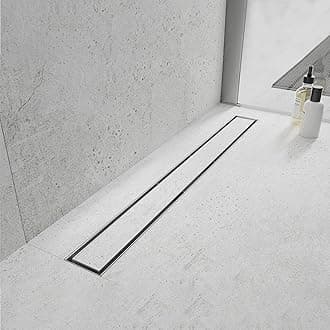 Elefloom Linear Shower Drain, Shower Drain with Tile Insert 2-in-1 Panel, Brushed 304 Stainless Steel Shower Drain, Linear Drain with Hair Strainer and Adjustable Feet (Stainless Steel, 40 inch)