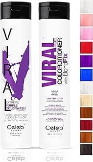 Intense Color Depositing Colorwash Shampoo + BondFix Rebuilder, Vegan Hair Dye, Sustainably Sourced Plant Based, Semi Permanent Hair Color, Viral and Gem Lites Duos
