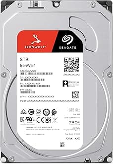IronWolf 8TB Internal NAS HDD CMR 3.5 Inch SATA 6 Gb/s 5400 RPM 256MB Cache for RAID NAS (ST8000VN002)