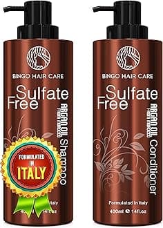 Moroccan Argan Oil Shampoo and Conditioner Set - Sulfate Free, Anti Frizz Hydrating Care for Women - Deep Moisturizing Treatment for Color, Keratin Treated, Curly, Damaged and Dry Hair