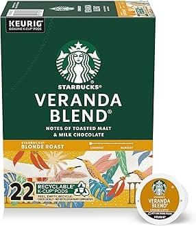 K-Cup Coffee Pods, Blonde Roast Hot or Iced Coffee, Veranda Blend, 22 Keurig Pods