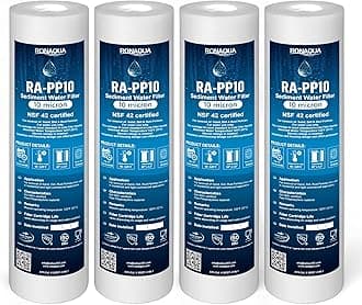 Ronaqua 10M-4PK 10-Micron Sediment Water Filter Cartridge WELL-MATCHED with P5, AP110, WFPFC5002, CFS110, RS14, WHKF-GD05, 4-Pack