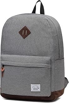 School Backpack,Vaschy Unisex Classic Water-resistant Backpack for Men Women. (Charcoal Grey)