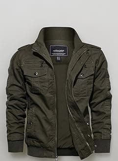 EKLENTSON Men's Casual Cotton Military Bomber Jacket Winter Outerwear Windbreaker Cargo Jacket Multi Pockets