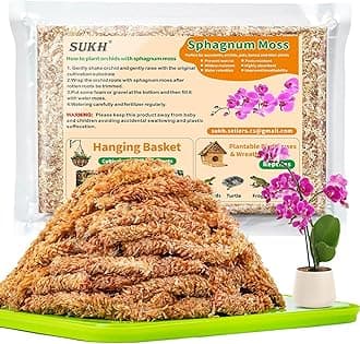Sukh 7oz Sphagnum Moss for Plants - Sphagnum Peat Moss Natural Premium Long Fibered Chile Dried Moss Potting Mix for Orchids Succulent Carnivorous Potted Plant Reptiles Medium Sarracenia