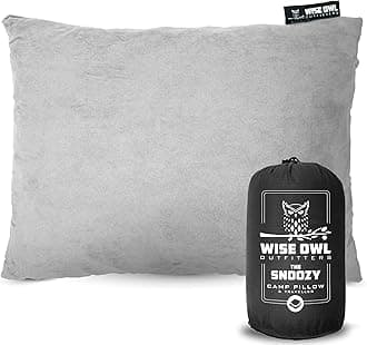 Wise Owl Outfitters Camping Travel Pillow - Essential Outdoor & Camping Gear﻿ - Compact, Compressible Memory Foam Pillows for Sleeping, Kids & Adults - Small/Medium