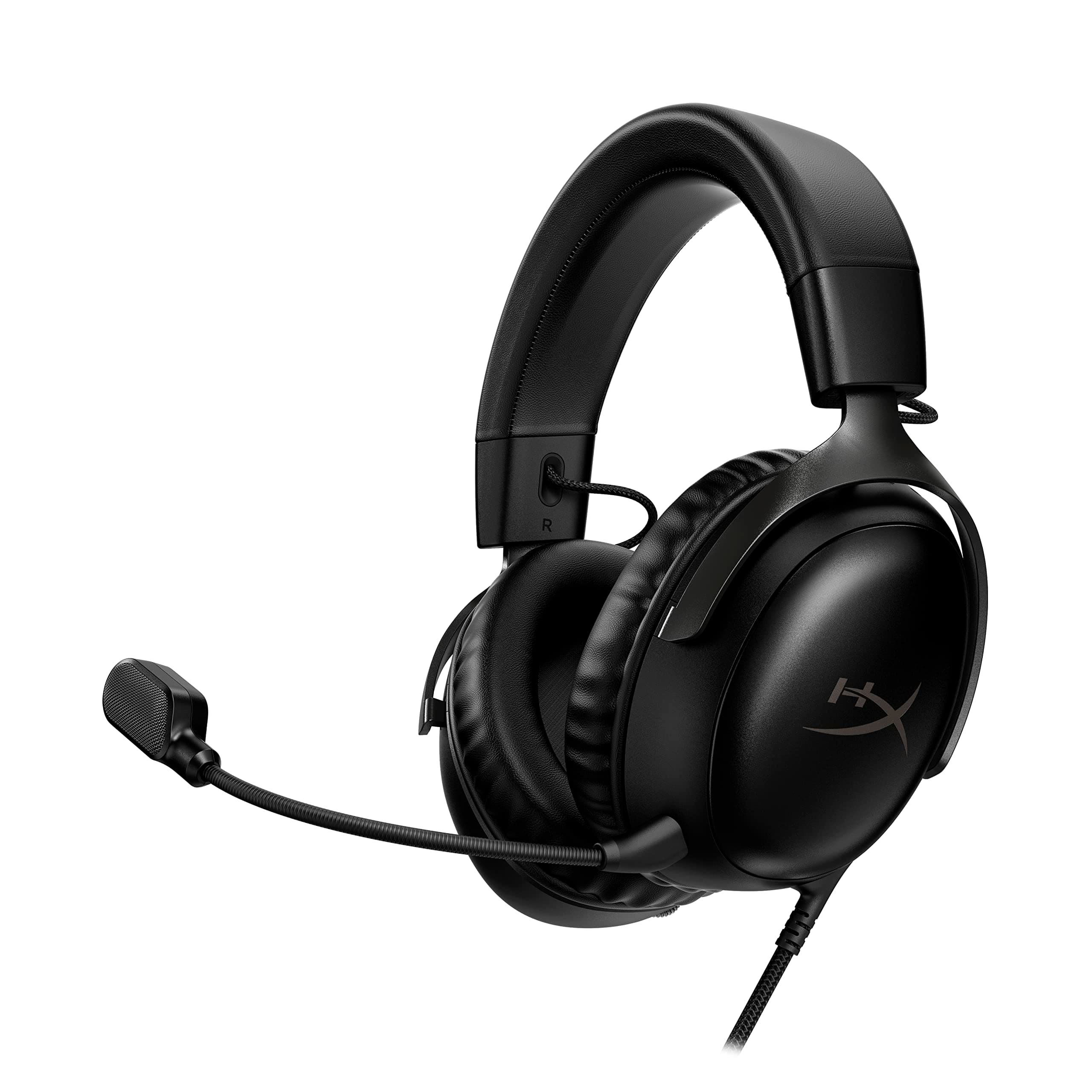 HyperX 727A8AA Cloud III – Wired Gaming Headset, PC, PS5, Xbox Series X|S, Angled 53mm Drivers, DTS, Memory Foam, Durable Frame, Ultra-Clear 10mm Mic, USB-C, USB-A, 3.5mm, Black