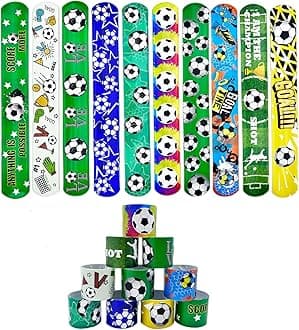 Football Slap Bracelets Wristband Slap Bands for Kids Football Party Bag Fillers,20P Soccer Football Snap Bracelet Band Bulk for Kids Boys Birthday Football Party Supplies Favors Classroom Prizes Gift