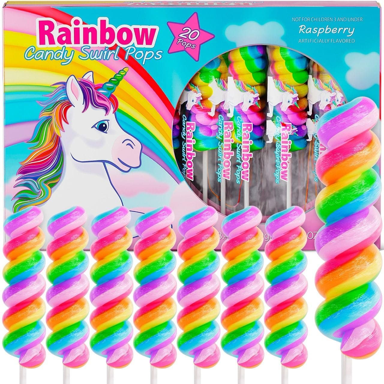 Unicorn Lollipops Individually Wrapped 20pk- Unicorn Party Favors - Unicorn Candy For Unicorn Goodie Bags - Rainbow Candy For Rainbow Party Favors & Unicorn Birthday Decorations