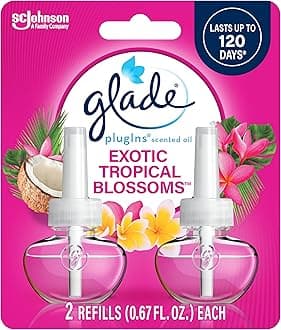 PlugIns Refills Air Freshener, Scented and Essential Oils for Home and Bathroom, Exotic Tropical Blossoms, 1.34 Fl Oz, 2 Count