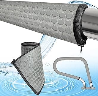 Pool Handrail Cover with Zippers 6 Ft Anti-Slip for Pool Hot Tub Ladder Railling Handle Covers, Made with Gray Cool Touch Diving Cloth, Swimming Pool Accessories Hand Rail Covers Grips (2 Pack)
