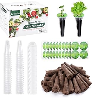 GARDENCUBE 160pcs Hydroponic Pods Kit Grow Anything Kit with 40 Grow Sponges, 40 Grow Baskets, 40 Grow Domes, 40 Pod Labels - Compatible with Hydroponics Supplies from All Brands