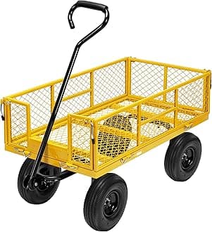 VIVOHOME Steel Garden Cart Heavy Duty 880 Lbs Capacity Folding Utility Wagon with Removable Sides and 10 inch Wheels (Yellow)