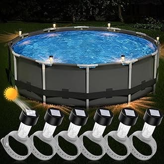 6 Pack Solar Pool Lights For Framed Above Ground Pools, Waterproof Swimming Accessories Night Lights, Outdoor Fence Decoration Led Light - Warm White