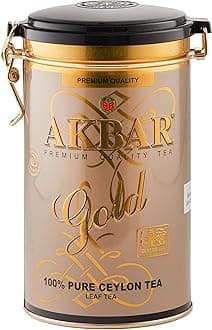 Akbar Premium Quality Gold 100% Pure Ceylon Leaf Tea from Sri Lanka in Metal Can Gift Pack (450 grams)
