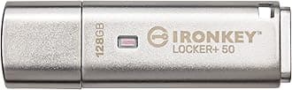 Ironkey Locker+ 50 128GB Encrypted USB Flash Drive | USB 3.2 Gen 1 | XTS-AES Protection | Multi-Password Security Options | Automatic Cloud Backup | Metal Casing | IKLP50/128GB