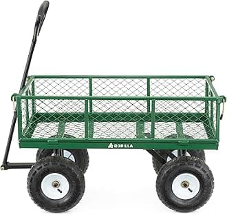 "Gorilla Carts Steel Garden Cart with Removable Sides with a Capacity of 400 lb, Green"