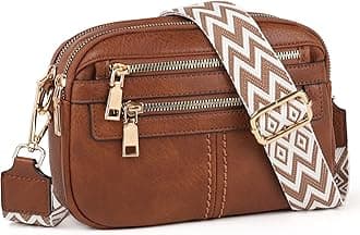 Crossbody Bags for Women, 6-Pockets Cross Body Purse, Vegan Leather Handbags Shoulder Bag for Travel, Gifts for Women