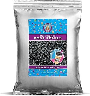 Premium Quick Cook REAL Tapioca Black (Brown Sugar) Boba Pearls By Buddha Bubbles Boba 10 Ounces (283 Grams) (1 Kg / 2.2 Pounds, Brown Sugar)